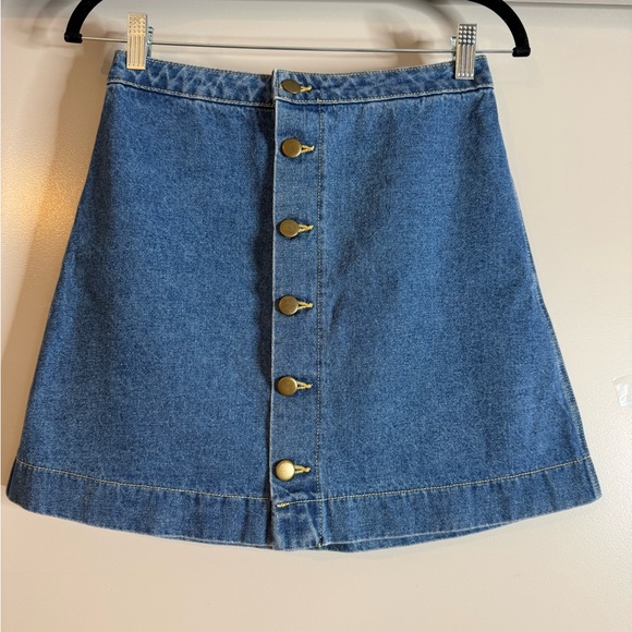 American Apparel Denim A-line Button-Front Skirt - Picture 1 of 10